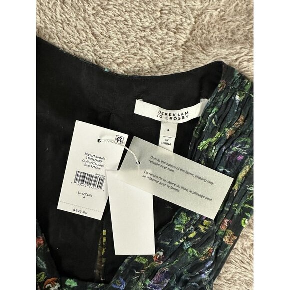 Derek Lam 10 Crosby Black Ruched Pleated Silk Mini Dress Size 4 New - Picture 11 of 14